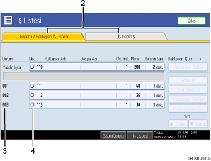 İşlem paneli ekranı gösterimi işaretli balonlu gösterim