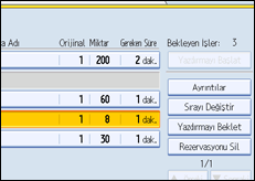 İşlem paneli ekranının gösterimi