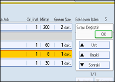 İşlem paneli ekranının gösterimi