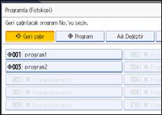 İşlem paneli ekranının gösterimi