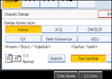 İşlem paneli ekranının gösterimi