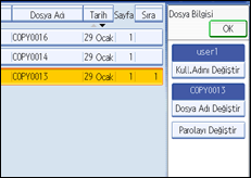 İşlem paneli ekranının gösterimi