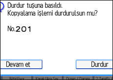 İşlem paneli ekranının gösterimi