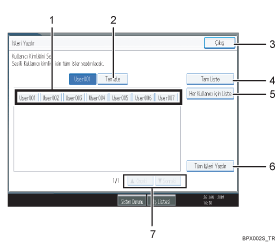 İşlem paneli ekranı gösterimi numaralandırılmış balonlu gösterim