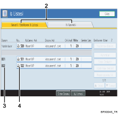 İşlem paneli ekranı gösterimi numaralandırılmış balonlu gösterim