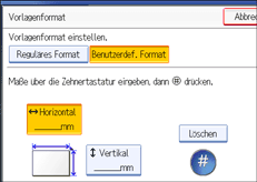 Die Abbildung zeigt das Bedienfeld-Display
