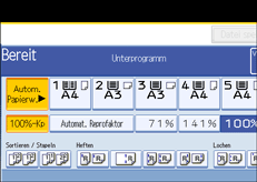 Die Abbildung zeigt das Bedienfeld-Display