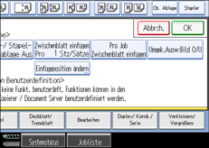Die Abbildung zeigt das Bedienfeld-Display