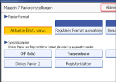 Die Abbildung zeigt das Bedienfeld-Display