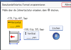 Die Abbildung zeigt das Bedienfeld-Display