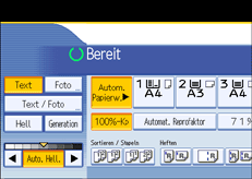 Die Abbildung zeigt das Bedienfeld-Display