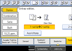 Die Abbildung zeigt das Bedienfeld-Display