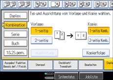 Die Abbildung zeigt das Bedienfeld-Display