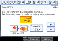 Die Abbildung zeigt das Bedienfeld-Display