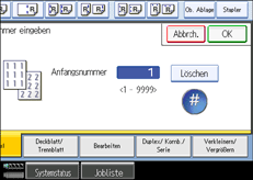 Die Abbildung zeigt das Bedienfeld-Display