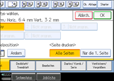 Die Abbildung zeigt das Bedienfeld-Display