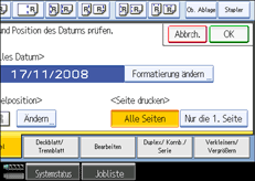 Die Abbildung zeigt das Bedienfeld-Display