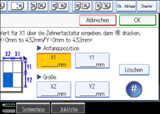 Die Abbildung zeigt das Bedienfeld-Display