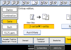 Die Abbildung zeigt das Bedienfeld-Display