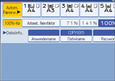 Die Abbildung zeigt das Bedienfeld-Display