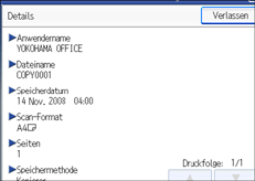 Die Abbildung zeigt das Bedienfeld-Display