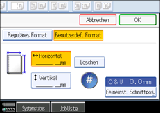 Die Abbildung zeigt das Bedienfeld-Display