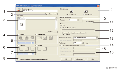 Die nummerierte Abbildung zeigt die Anwendungsansicht