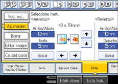 Ilustraci&oacute;n de la pantalla del panel de mandos