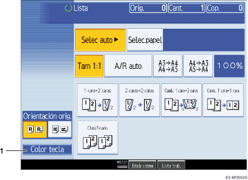 Ilustraci&oacute;n con leyenda numerada de la pantalla del panel de operaciones