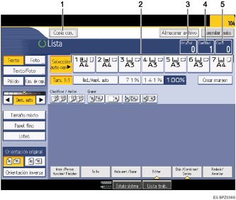 Ilustraci&oacute;n con leyenda numerada de la pantalla del panel de operaciones