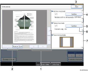 Ilustraci&oacute;n con leyenda numerada de la pantalla del panel de operaciones