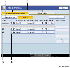 Ilustraci&oacute;n con llamadas numeradas de la pantalla del panel de operaciones