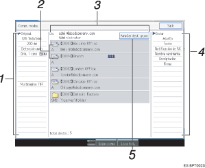 Ilustraci&oacute;n de leyenda numerada de la pantalla del panel de operaciones