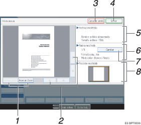 Ilustraci&oacute;n de leyenda numerada de la pantalla del panel de operaciones