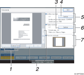 Ilustraci&oacute;n de leyenda numerada de la pantalla del panel de operaciones