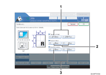 Ilustraci&oacute;n de leyenda numerada de la pantalla del panel de operaciones