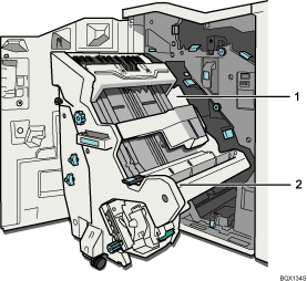 Booklet finisher illustration numbered callout illustration
