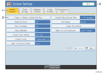 Operation panel screen illustration numbered callout illustration