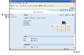 Web browser screen numbered callout illustration
