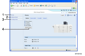 Web browser screen numbered callout illustration