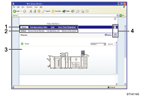 Web browser screen numbered callout illustration
