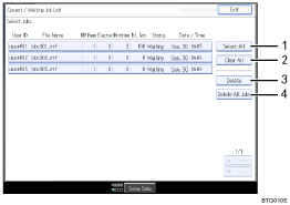 Operation panel screen illustration numbered callout illustration