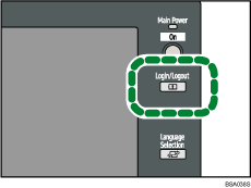 Ilustraci&oacute;n de la tecla Inicio sesi&oacute;n/Finalizar sesi&oacute;n