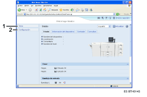 Ilustraci&oacute;n con leyenda numerada de la pantalla del navegador Web