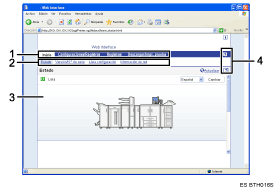 Ilustraci&oacute;n con leyenda numerada de la pantalla del navegador Web