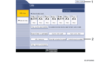 Ilustraci&oacute;n con llamadas numeradas de la pantalla del panel de operaciones