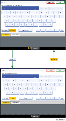 Abbildung der Tasten