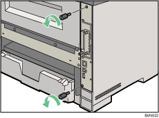 Illustrazione del lato posteriore della stampante