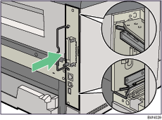 Illustrazione del lato posteriore della stampante