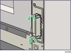 Illustrazione del lato posteriore della stampante